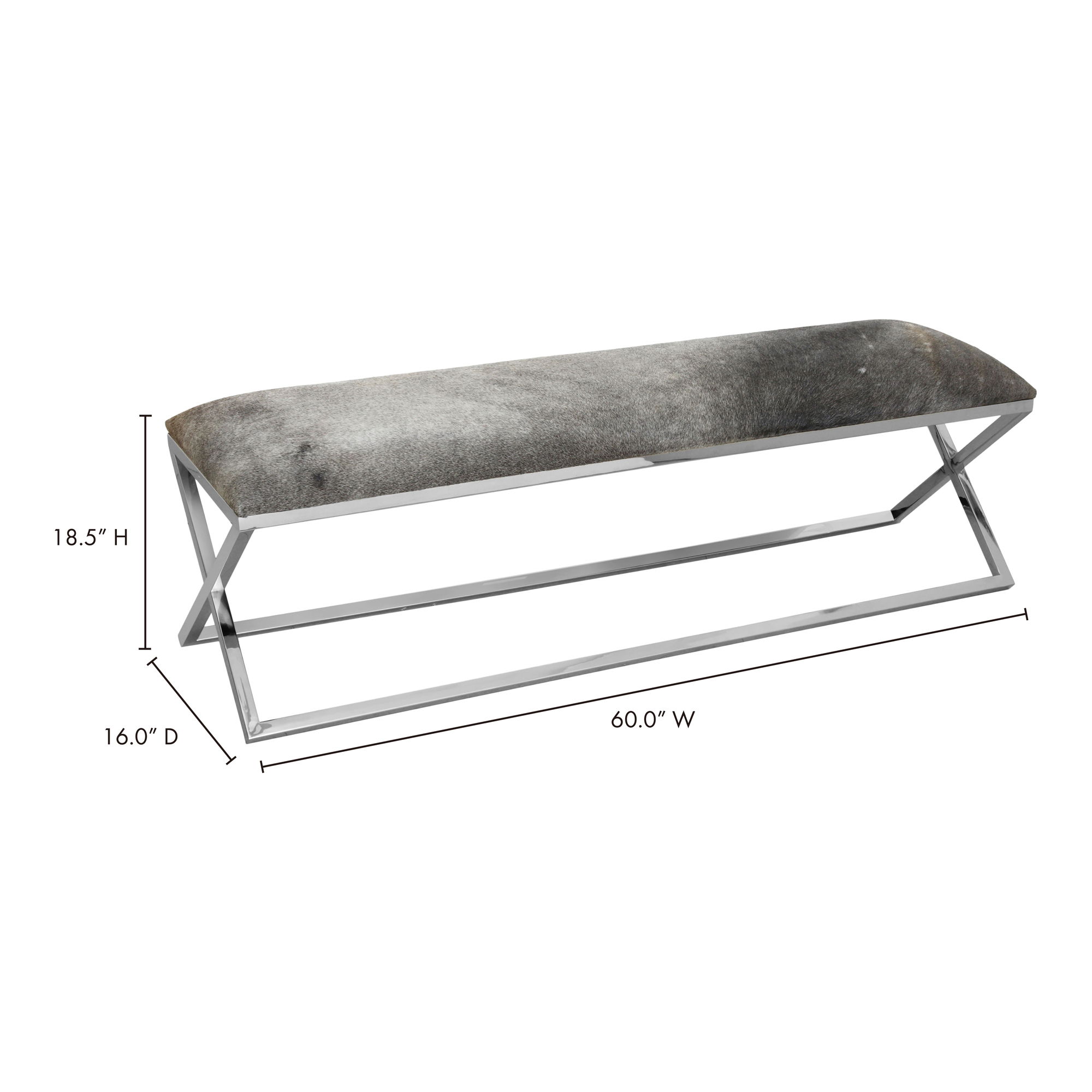 Rossi Bench Grey, Benche by Moe's Home, 60" width x 18.5" height x 16" depth View 6