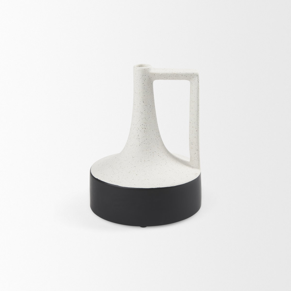 Burton 8.3H Small White and Black Ceramic Jug Vase, Decorative Jar by Mercana, 6.1" length x 6.1" width x 8.27" height View 4