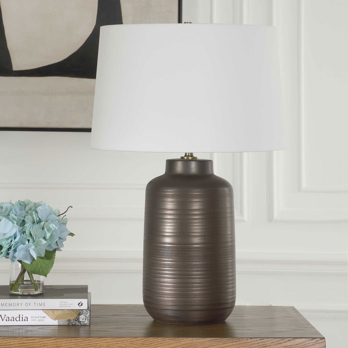 Calderone Bronze Table Lamp, by Uttermost, 18" width x 26.75" height x 18" depth View 4