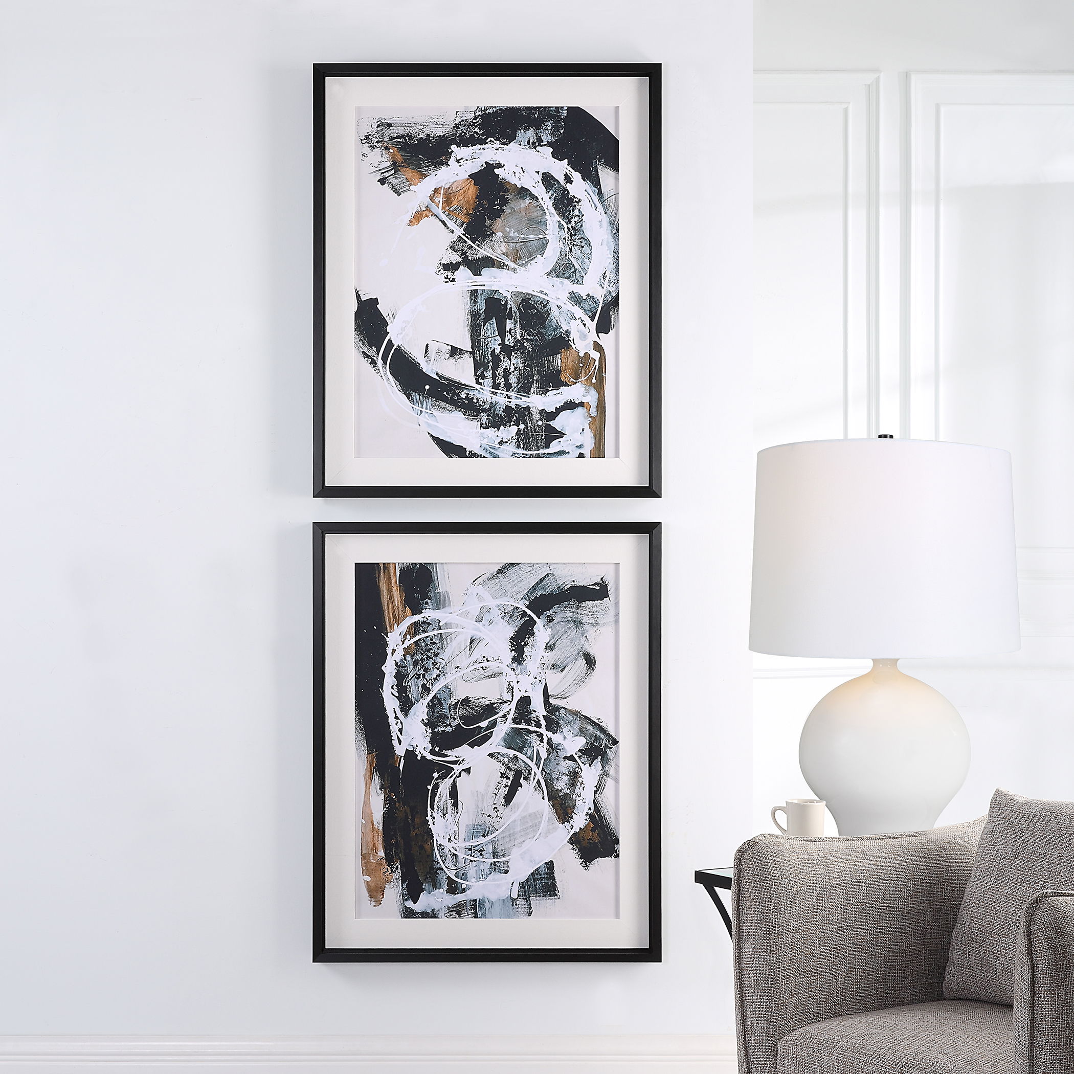 Winterland Abstract Prints Set/2, Painting by Uttermost, 30.75" width x 38.75" height x 2" depth View 2