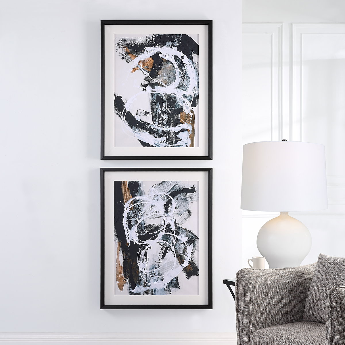 Winterland Abstract Prints Set/2, Painting by Uttermost, 30.75" width x 38.75" height x 2" depth View 2