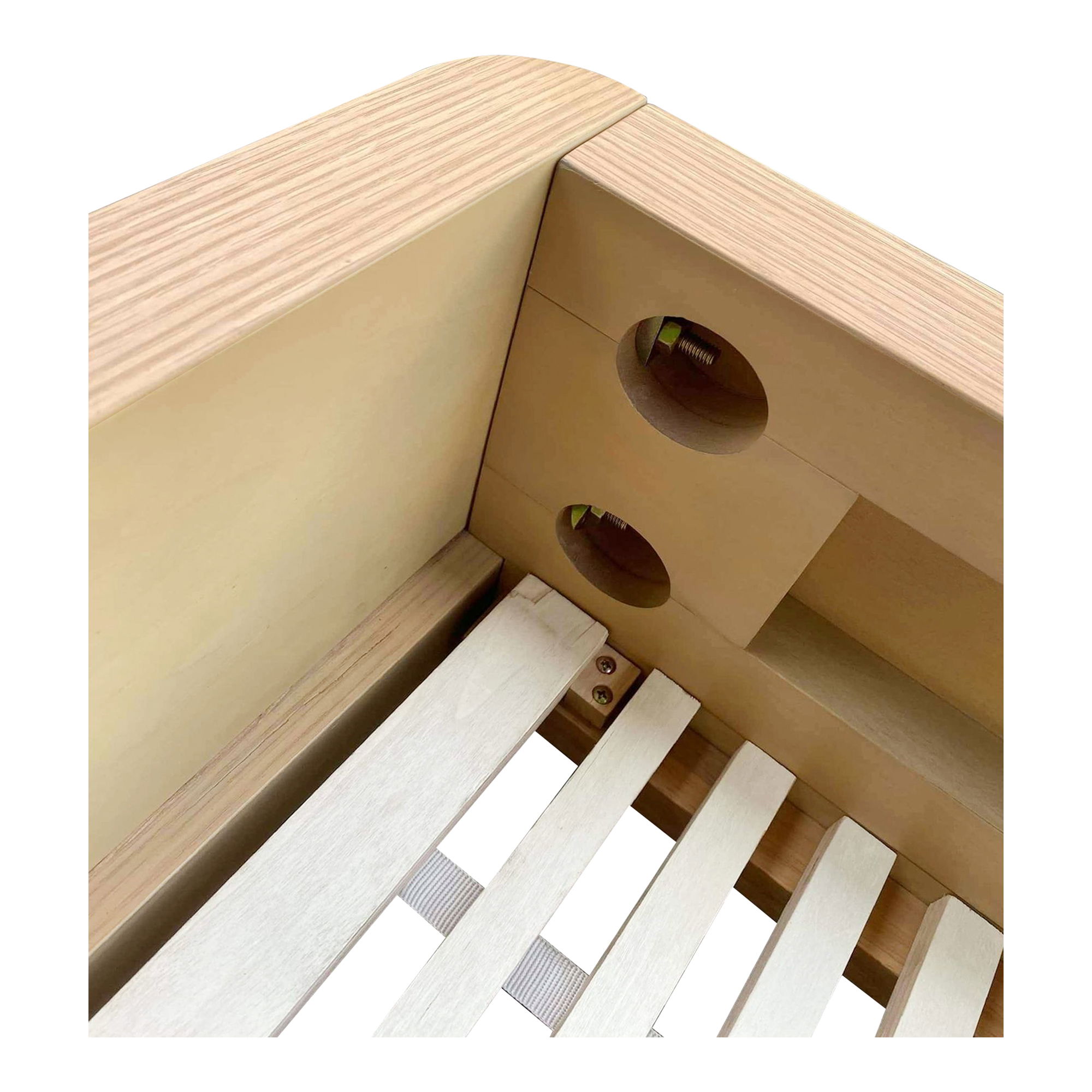 Round Off Queen Bed Light Oak Brown, by Moe's Home, 64" width x 30" height x 84" depth View 6