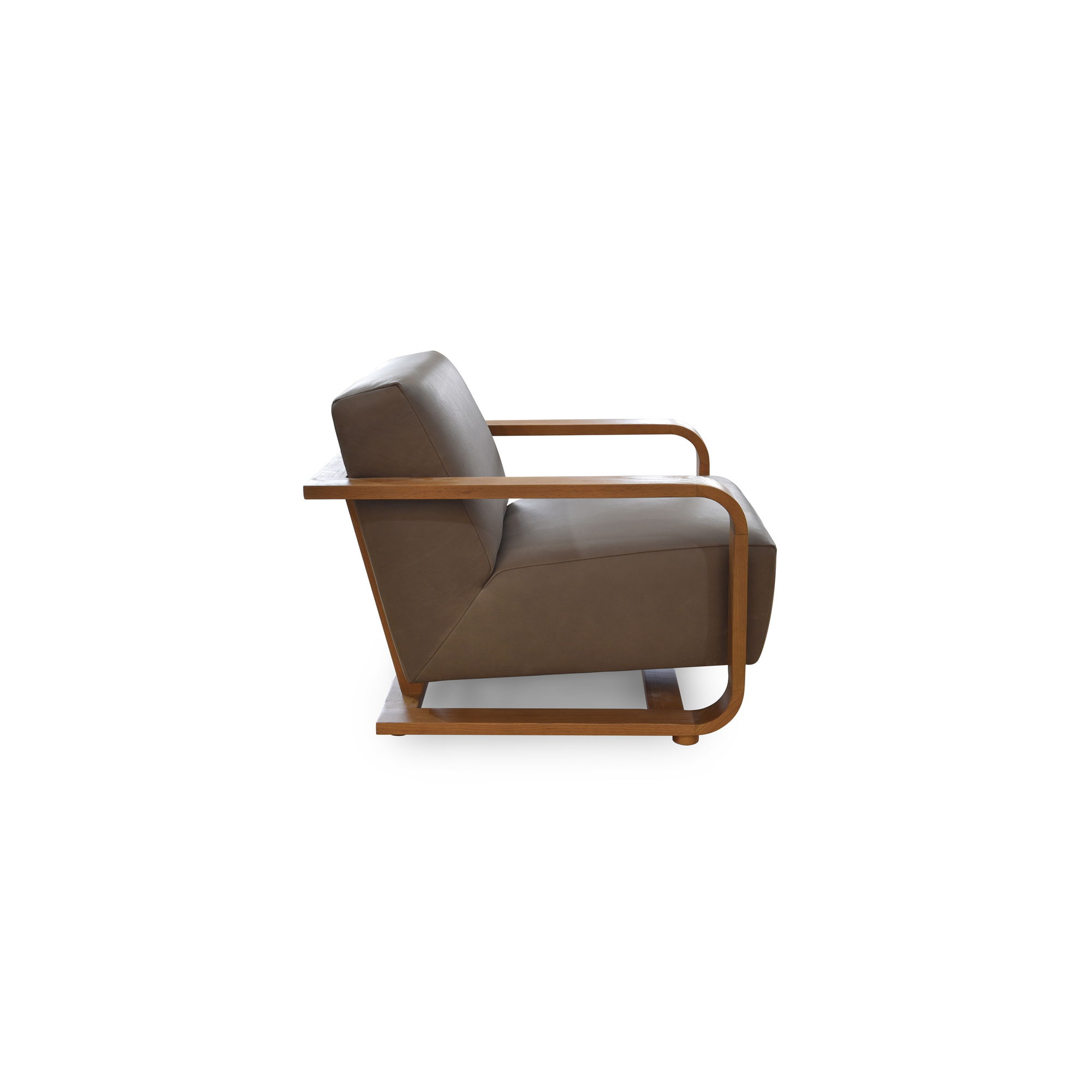 Eckersley Lounge Chair Cool Brown Leather, Accent Chair by Moe's Home, 29.5" width x 29" height x 36" depth View 3