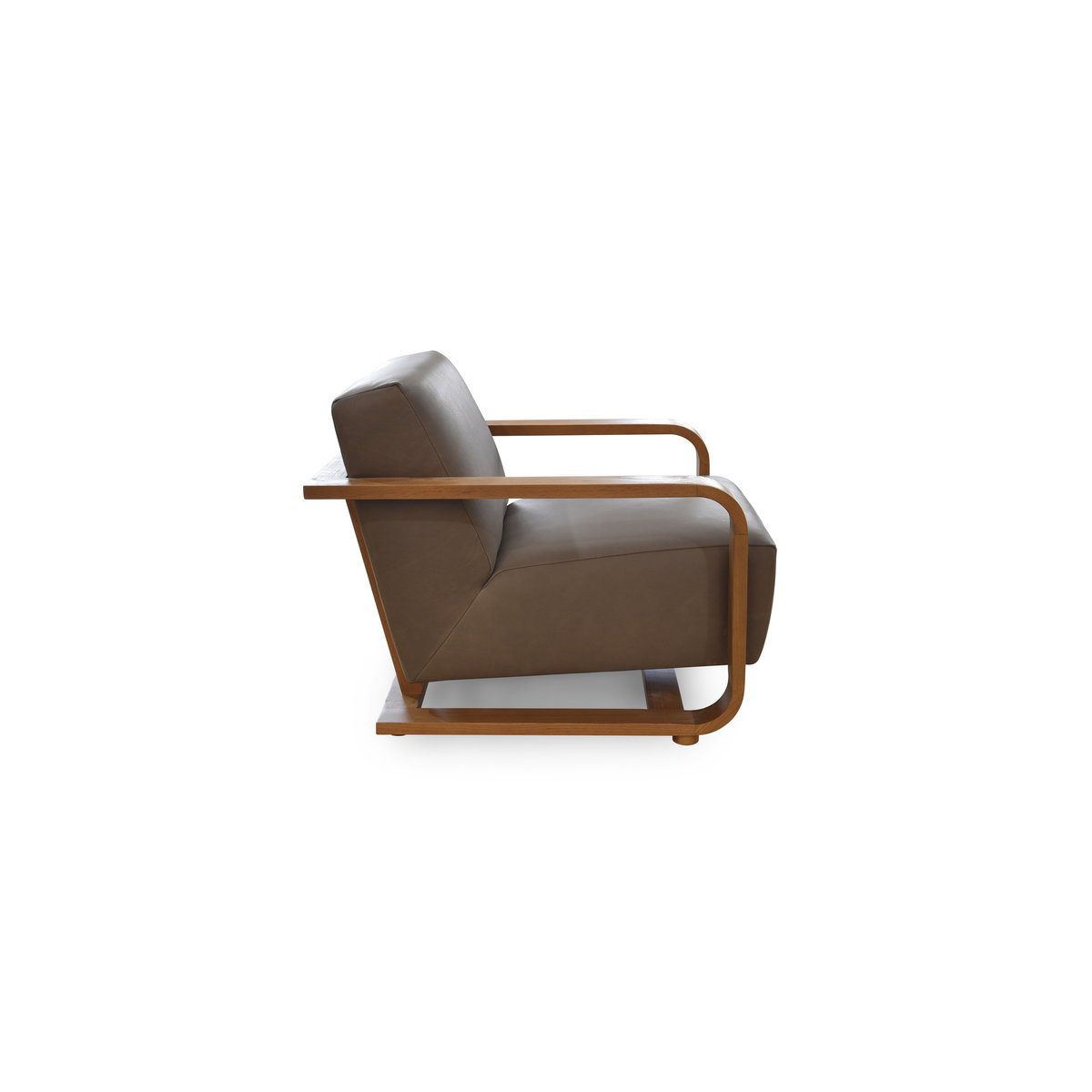 Eckersley Lounge Chair Cool Brown Leather, Accent Chair by Moe's Home, 29.5" width x 29" height x 36" depth View 3