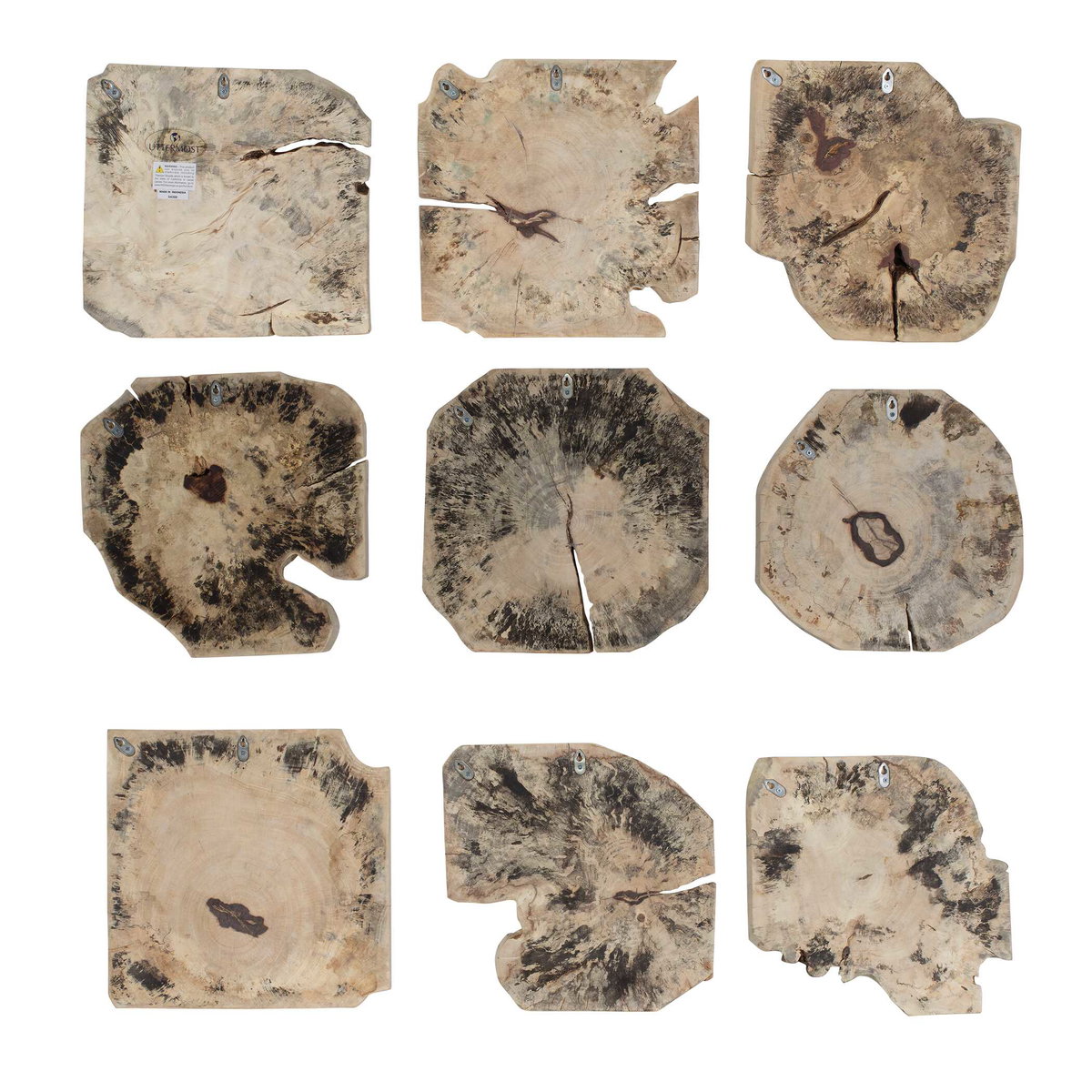 Bahati Wood Bleached Wall Decor Set/9, Sculptural Wall Art by Uttermost, 16" width x 16" height x 1.37" depth View 5