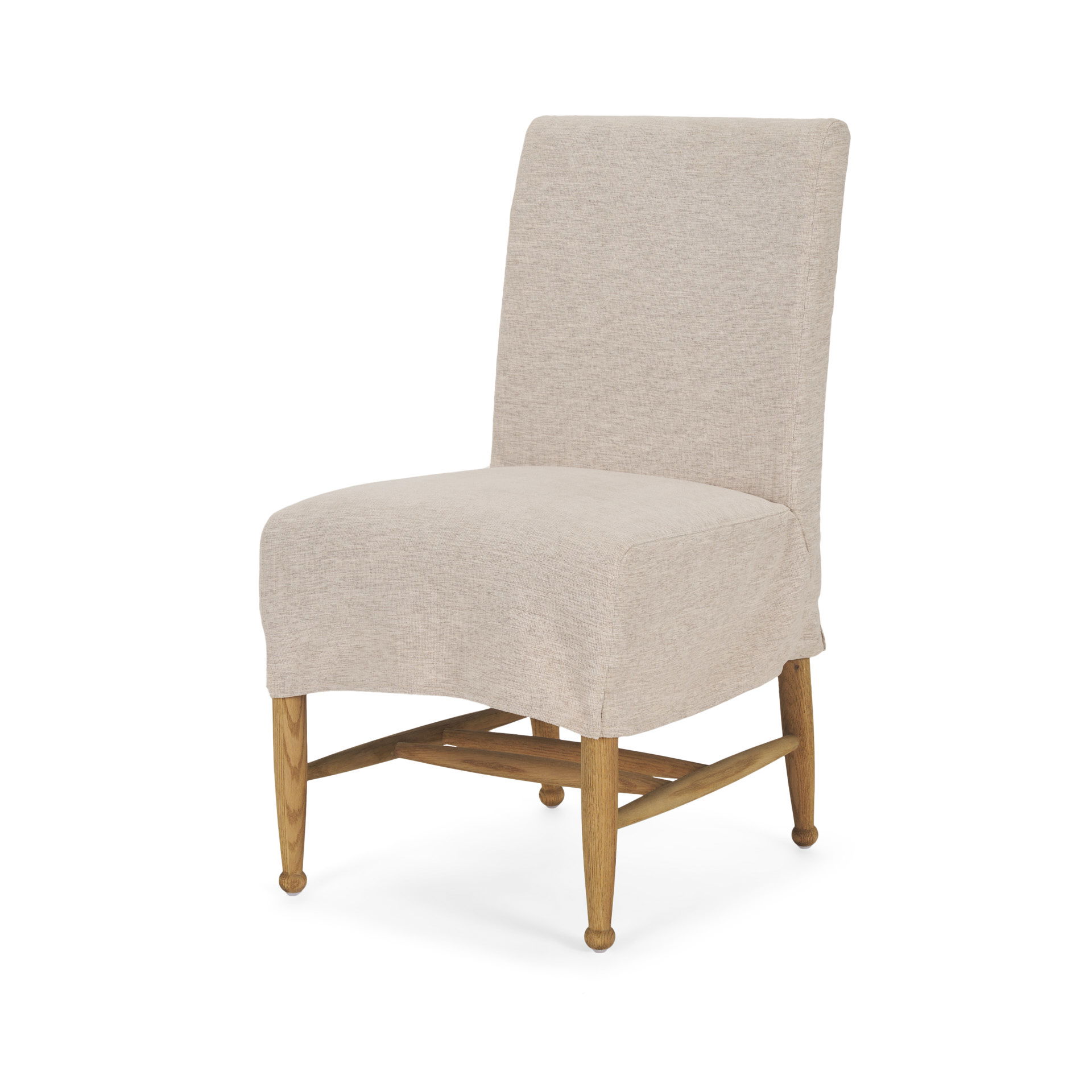 Whitley Oatmeal Performance Fabric with Oak Wood Dining Chair, by Mercana, 19.25" length x 24" width x 35" height View 1
