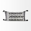 Kimia 14L x 26W White and Black Fabric Herringbone and Fringed Decorative Pillow Cover thumbnail 5
