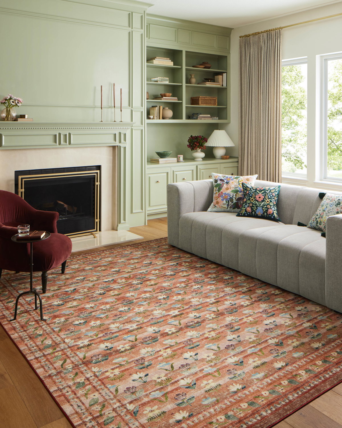 Rifle Paper Co. x Loloi Courtyard Rug, 2'6" length x 9'6" width View 2