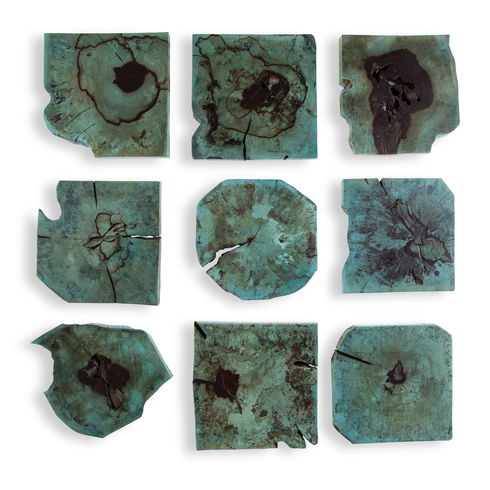 Bahati Wood Wall Décor In Blue, S/9