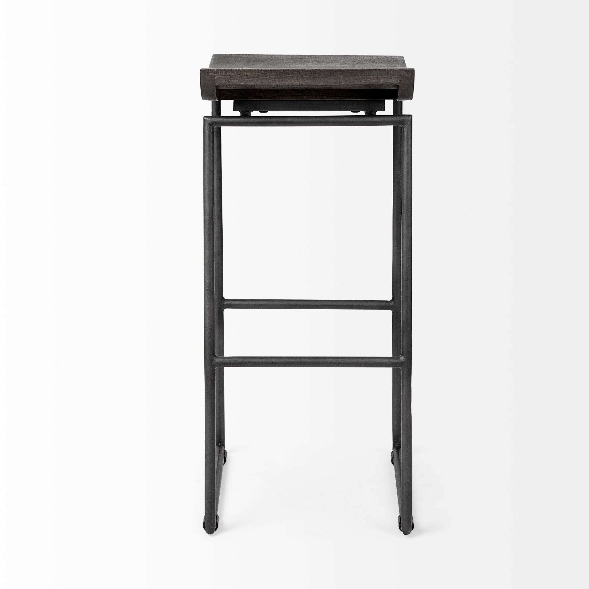 Givens 30.25'H Seat Height Black Wood Seat Black Metal Base Stool, Counter & Bar Stool by Mercana, 14" length x 15.8" width x 32" height View 6