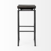 Givens Low Back 32in Seat Bar Stool | Black Wood with Black Metal, Counter & Bar Stool by Mercana, 14" length x 15.8" width x 32" height thumbnail 6