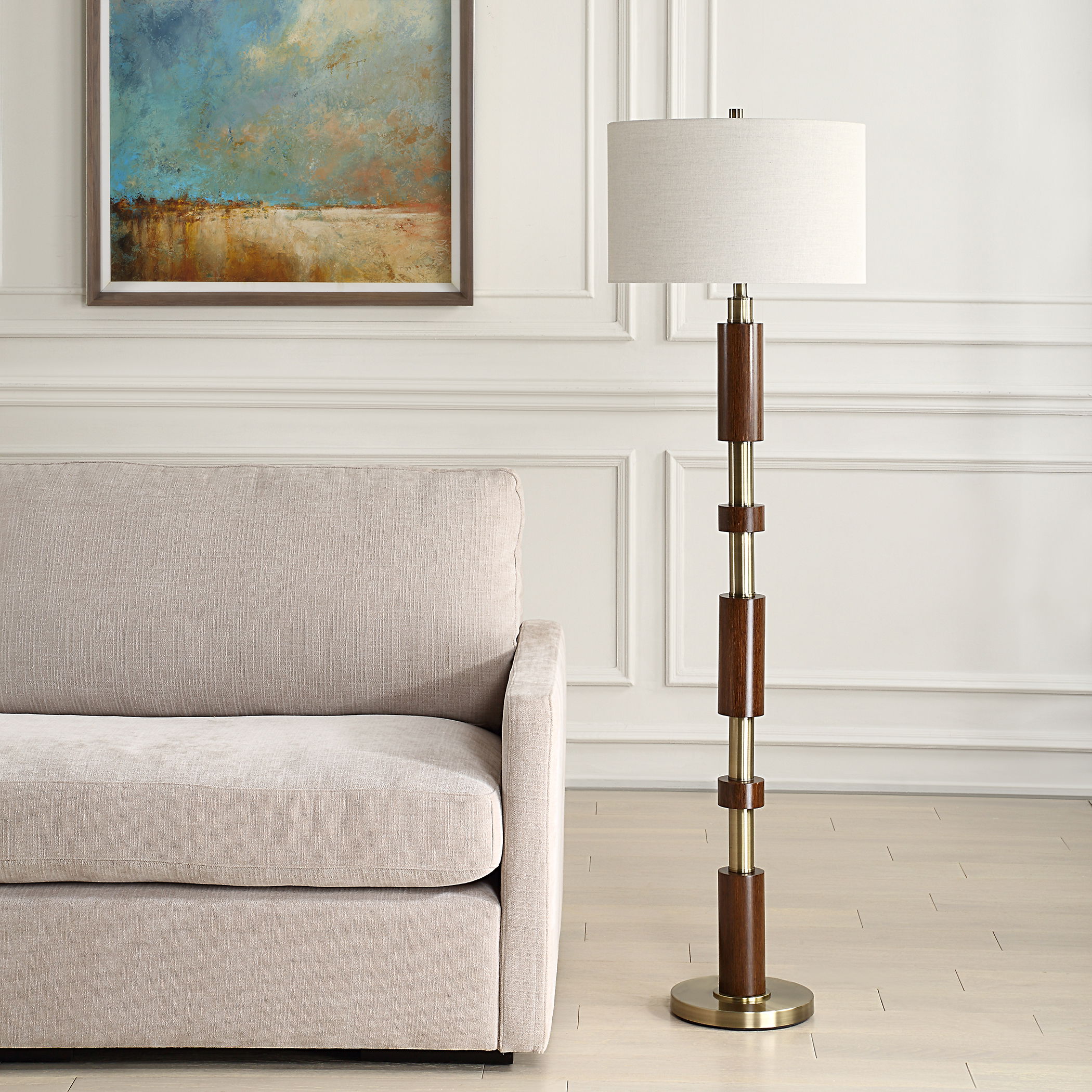 Stacked Wooden Floor Lamp large image 