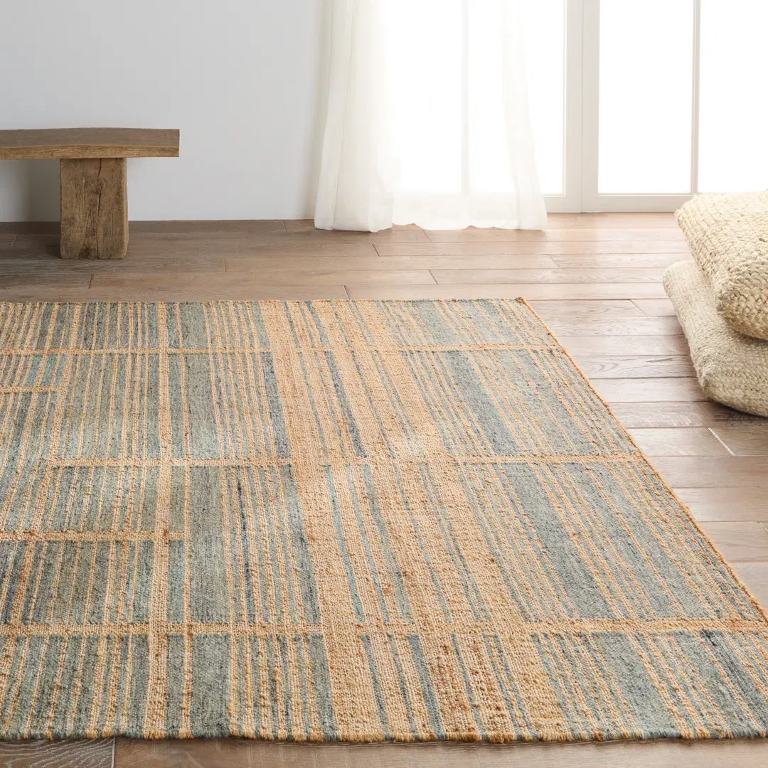 Zoya Flatweave Striped Area Rug in Brown/Blue large image 