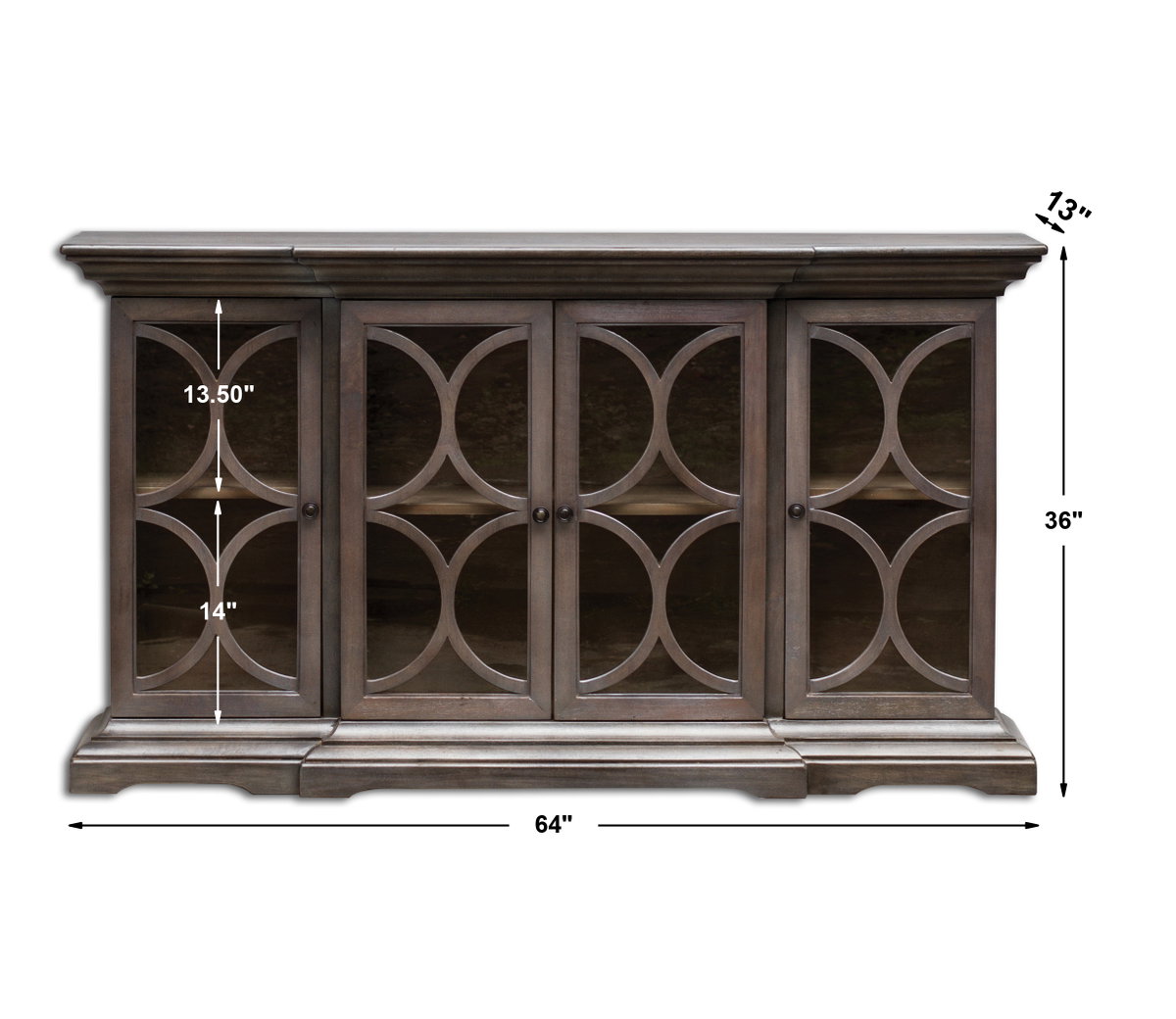 Belino Wooden 4 Door Chest, Cabinets & Chest by Uttermost, 64" width x 36" height x 13" depth View 3