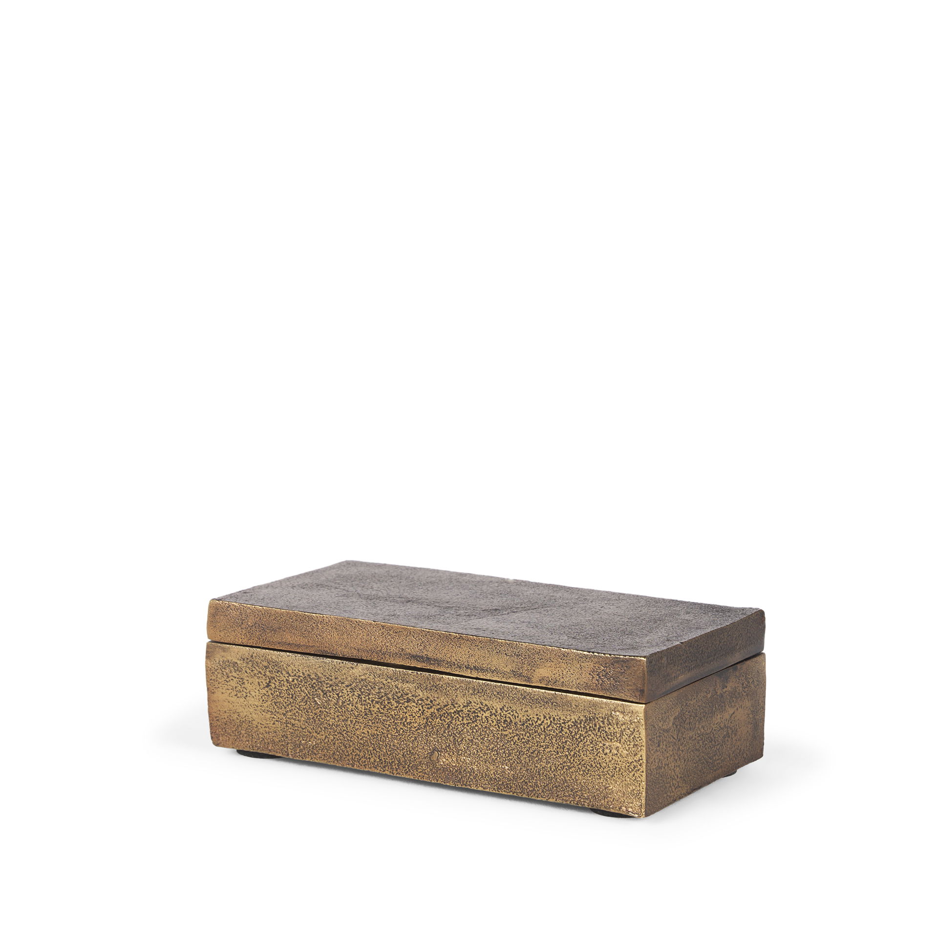 Porschia Small Antiqued Gold Metal Decorative Box, Boxe by Mercana, 7.87" length x 4" width x 2.75" height View 1