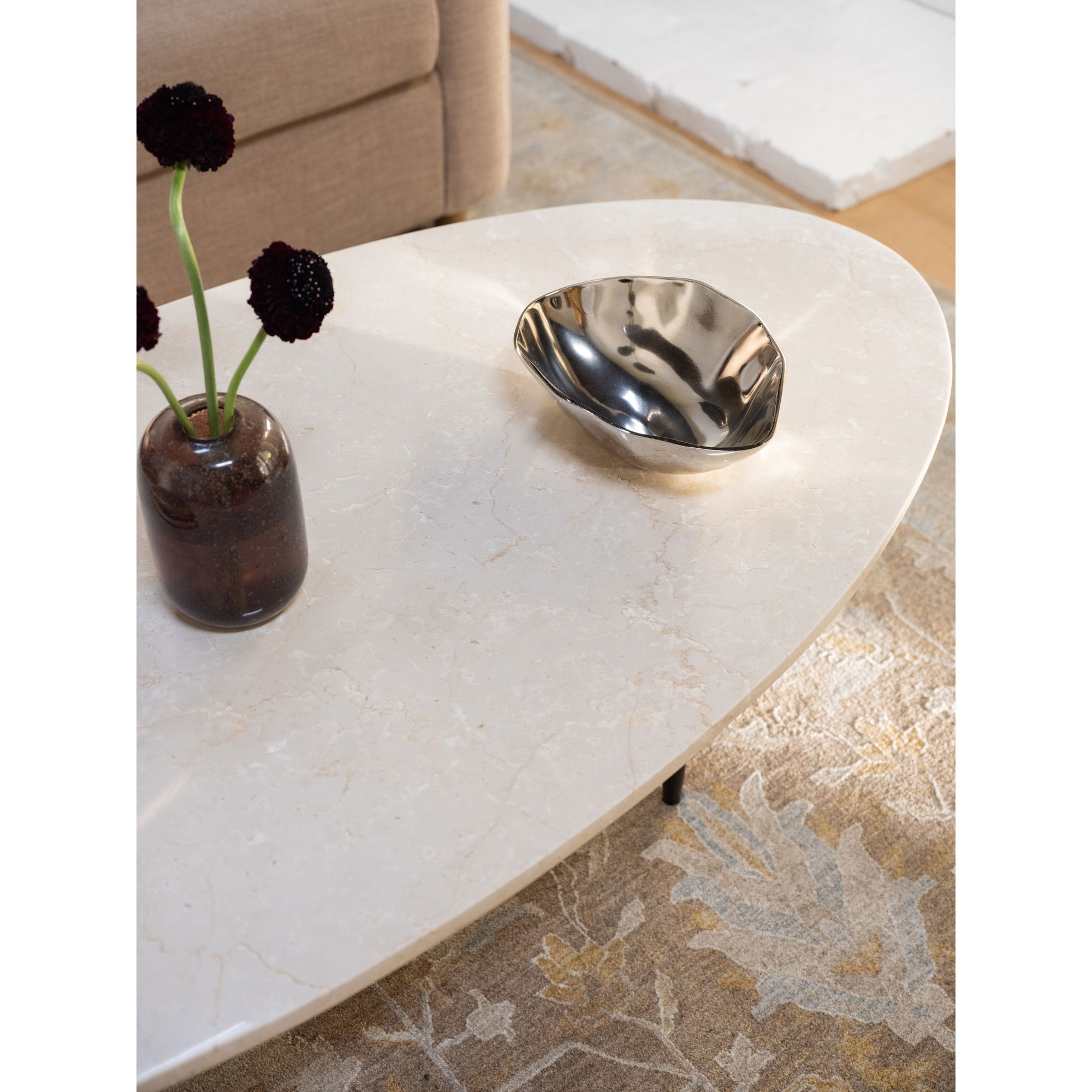 Winona Coffee Table Botticino Beige Marble, by Moe's Home, 59" width x 16" height x 29" depth View 9