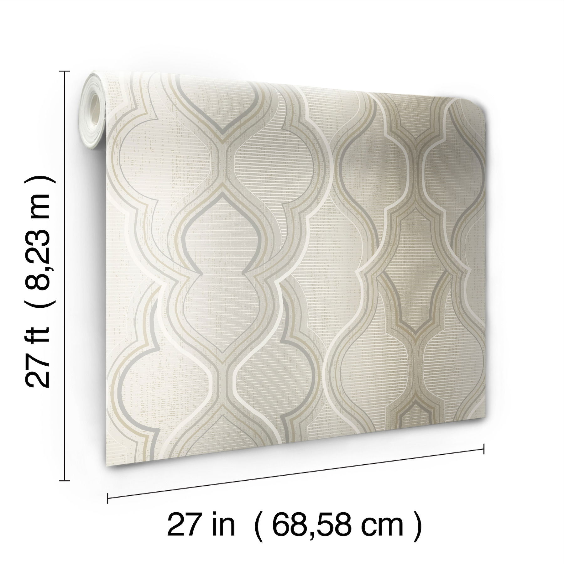Modern Ombre Damask Beige Wallpaper large image 
