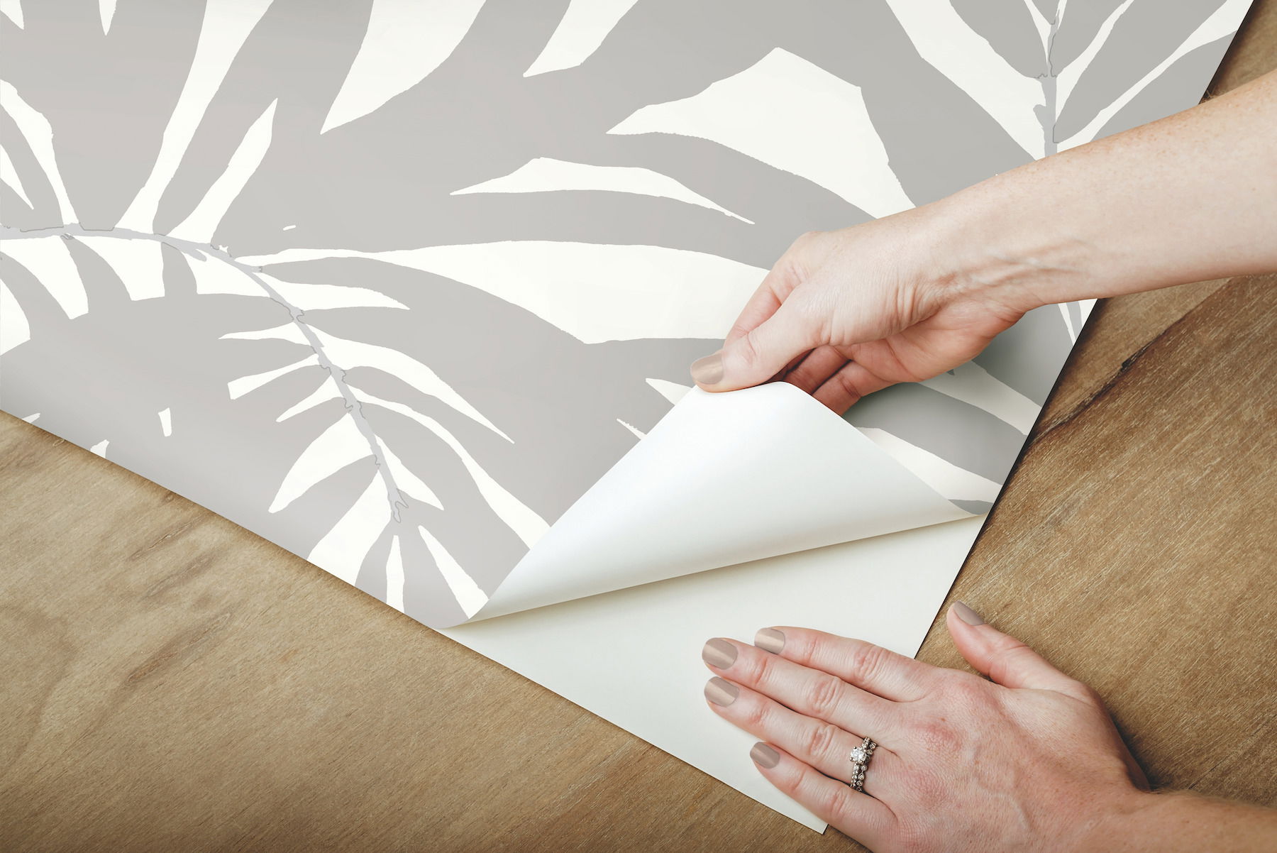 Bali Leaves Metallic Peel & Stick Wallpaper large image 