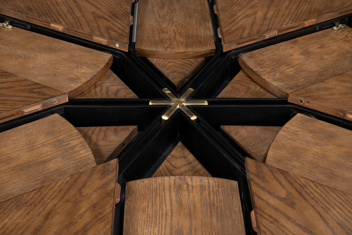 Tower Jupe Dining Table  Med Light Mink, by Sarreid, 4'7" length x 4'7" width x 2'6" height View 7