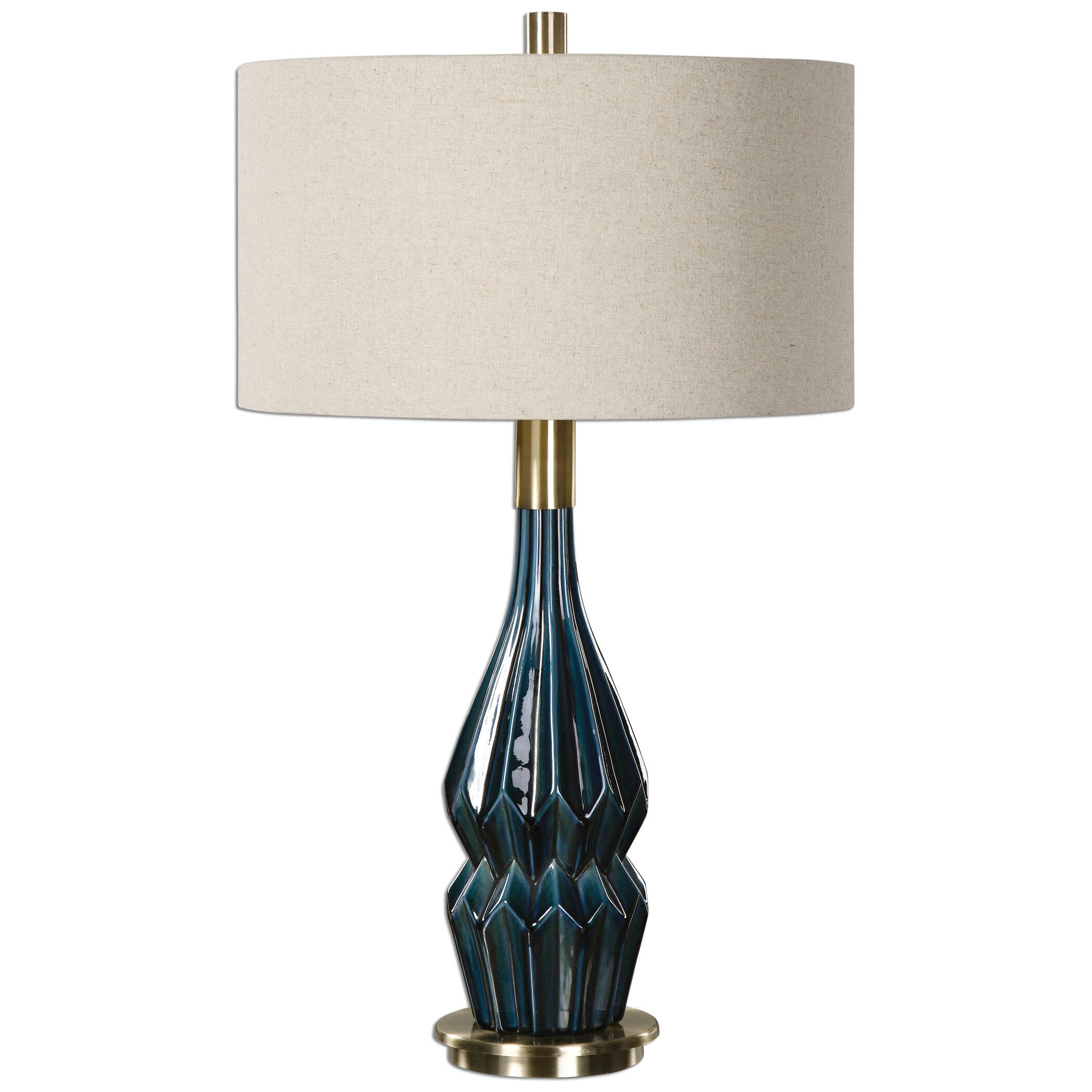 Prussian Blue Ceramic Lamp, by Uttermost, 18" width x 31.5" height x 18" depth View 1