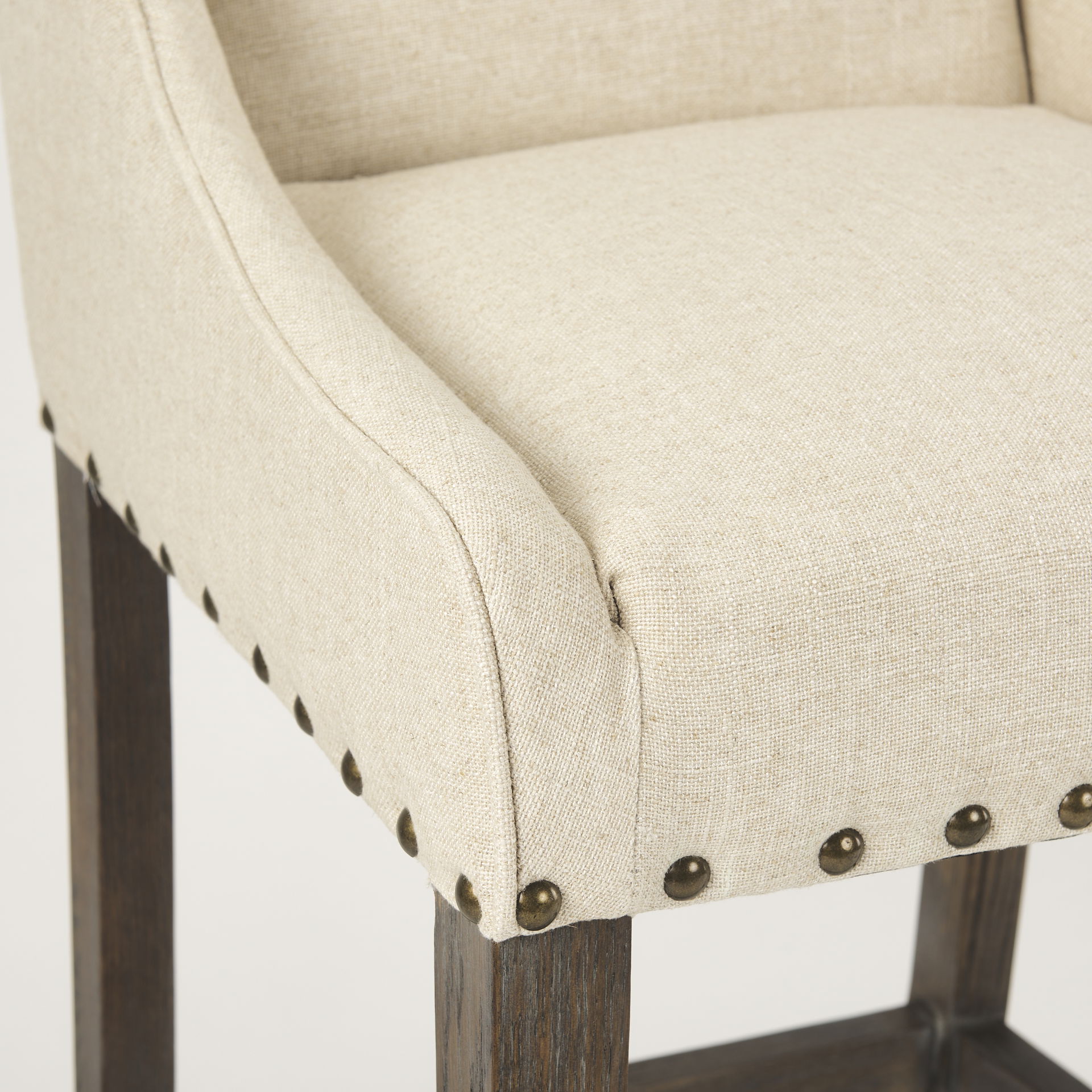 Kensington Cream Fabric Seat Brown Wood Frame Counter Stool large image 