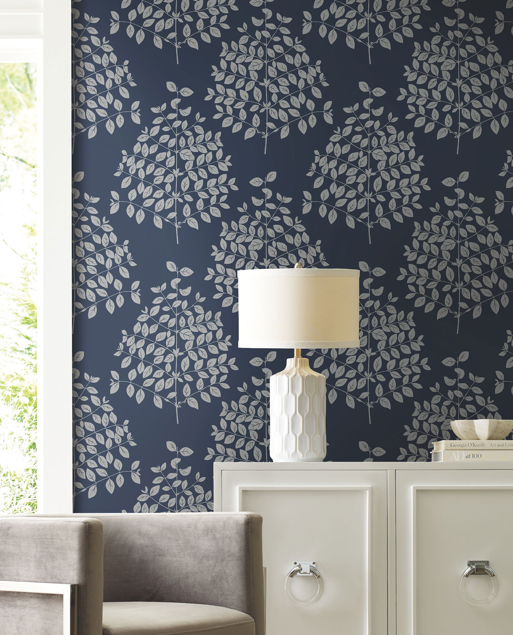 Tender Navy & Silver Wallpaper, by York Wall, 27' length x 2'3" width x 0.02" depth View 2