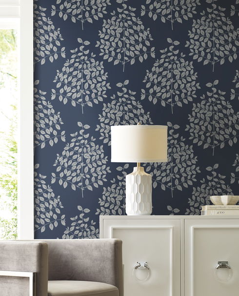 Tender Navy & Silver Wallpaper