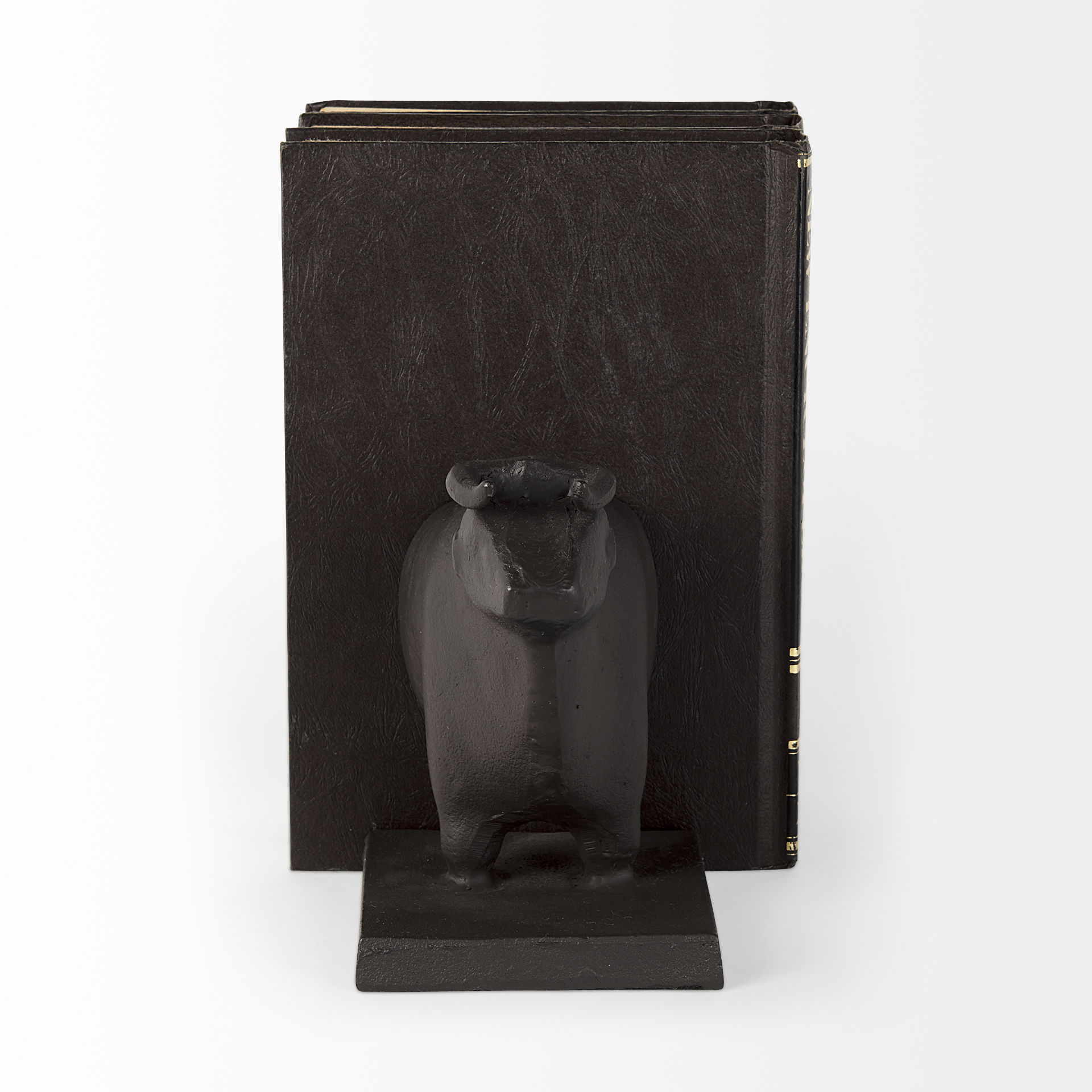 Taurus III (Set of 2) 9L x 4W Black Cast Aluminum Bull Bookends, by Mercana, 9" length x 4.25" width x 6.75" height View 4