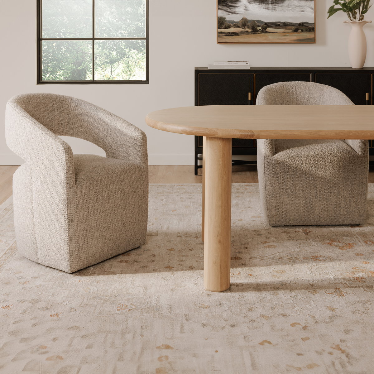 Milo Large Dining Table Oak, by Moe's Home, 96" width x 29.5" height x 42" depth View 8