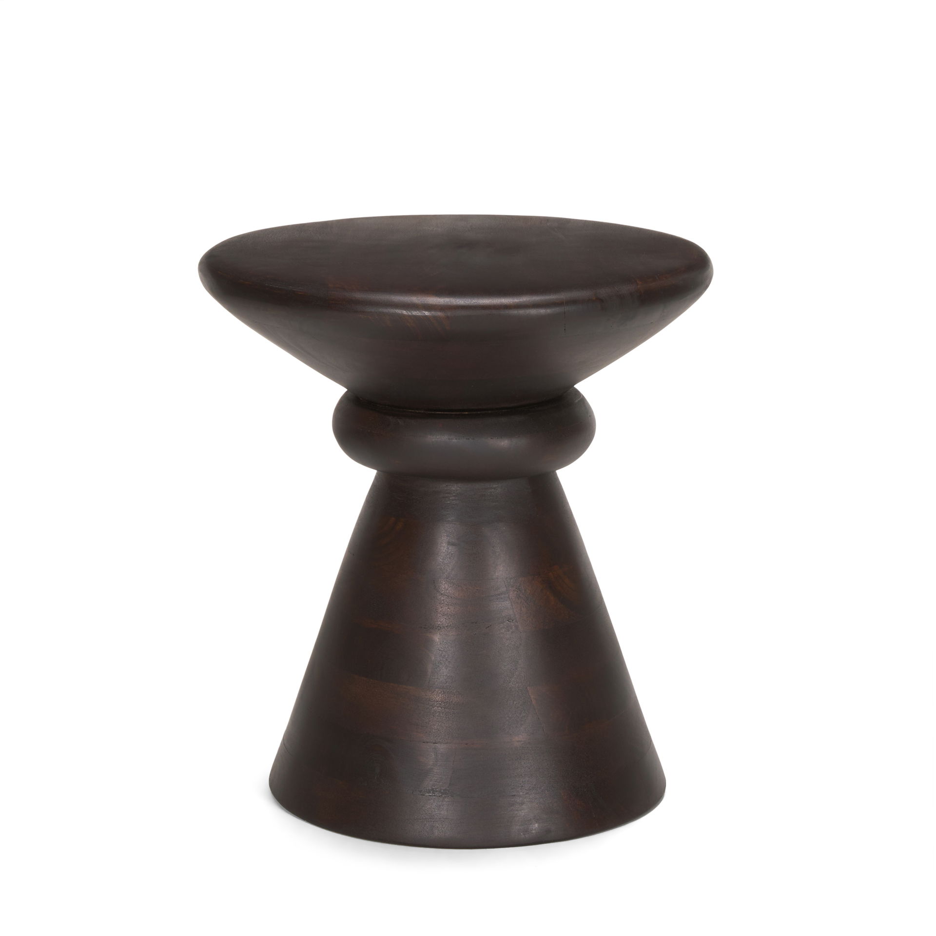 Palmera Dark Brown Wood Pedestal Accent Table, Side & End Table by Mercana, 16" length x 16" width x 17.5" height View 1