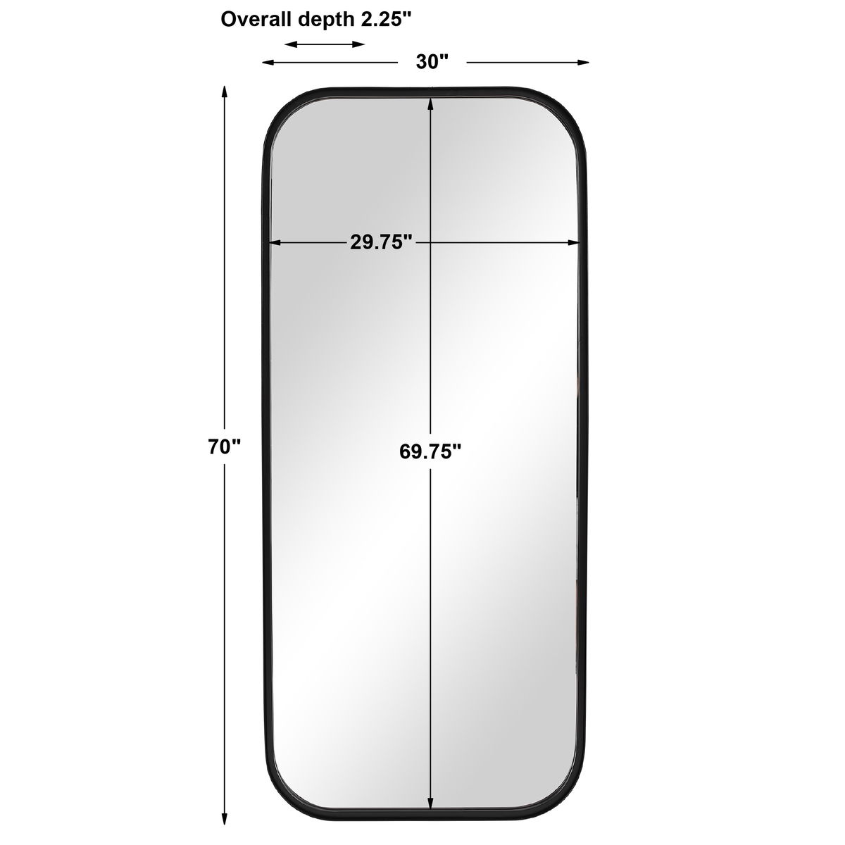 Concord Black Tall Iron Mirror, by Uttermost, 30" width x 70" height x 2.25" depth View 3