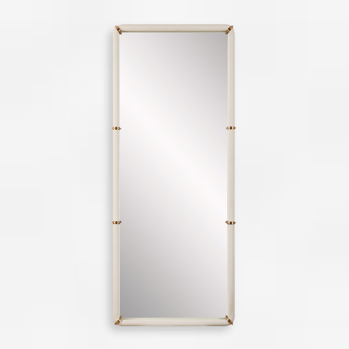 Cyprus White Dressing Mirror, Floor Mirror by Uttermost, 30.5" width x 72" height x 2.87" depth View 1