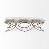 Ayla 55L x 17.6W x 18H Light and Dark Gray Fabric Seat with Antique Gold Metal Frame Bench, Benche by Mercana, 55" length x 17.6" width x 18" height thumbnail 4