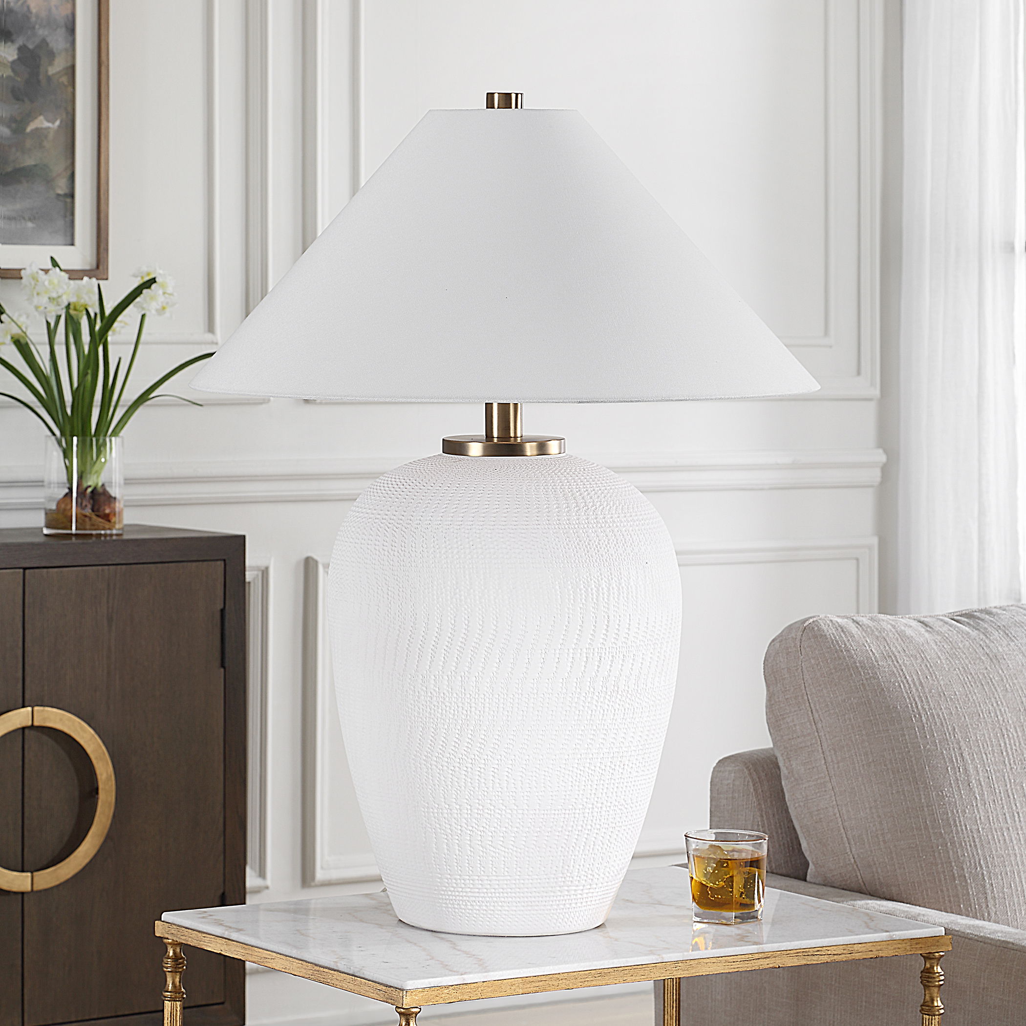 Merriton Matt White Table Lamp large image 