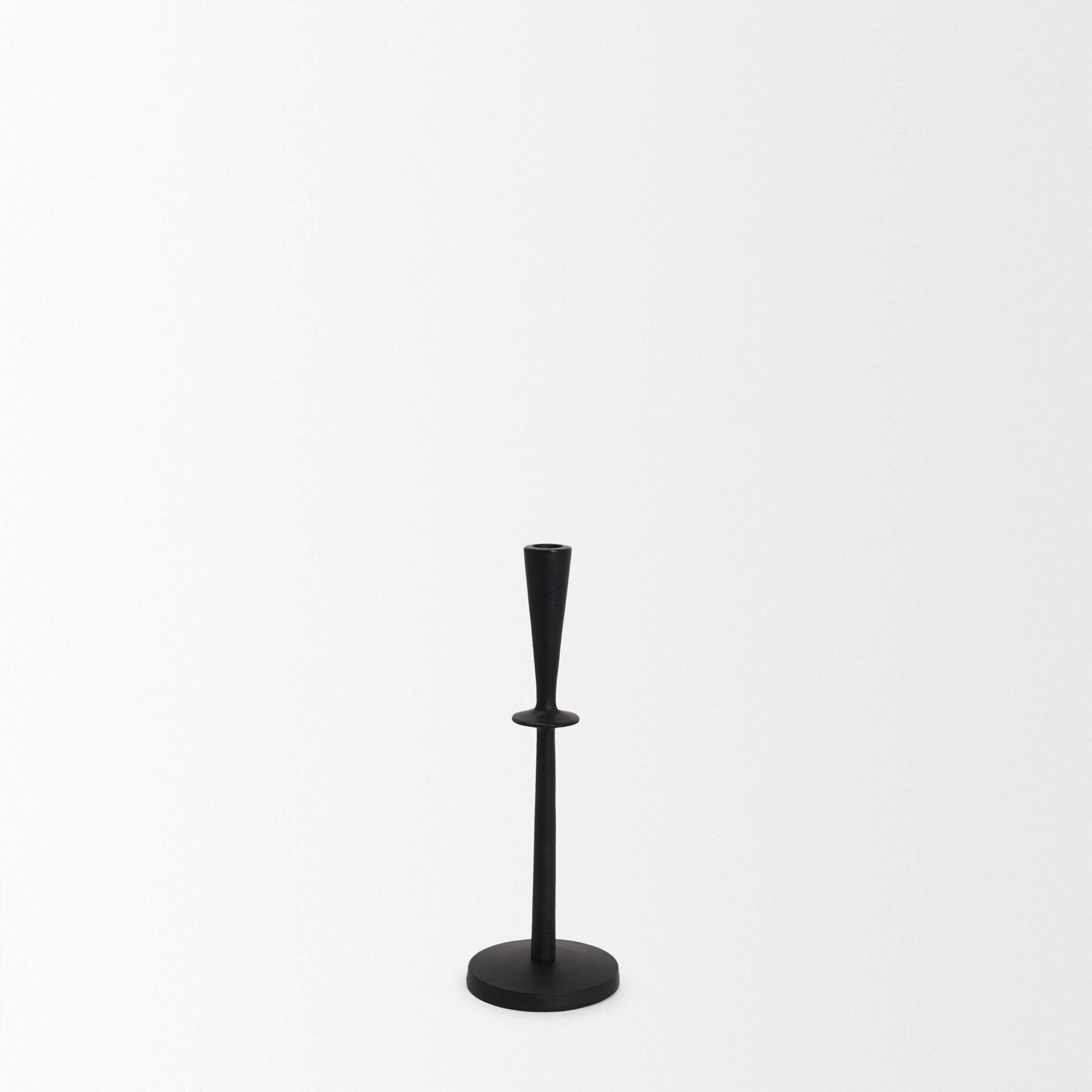 Qwin Matte Black Cast Aluminum Medium Candle Holder large image 
