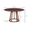 Aldo Round Dining Table Walnut, by Moe's Home, 47" width x 30" height x 47" depth thumbnail 5