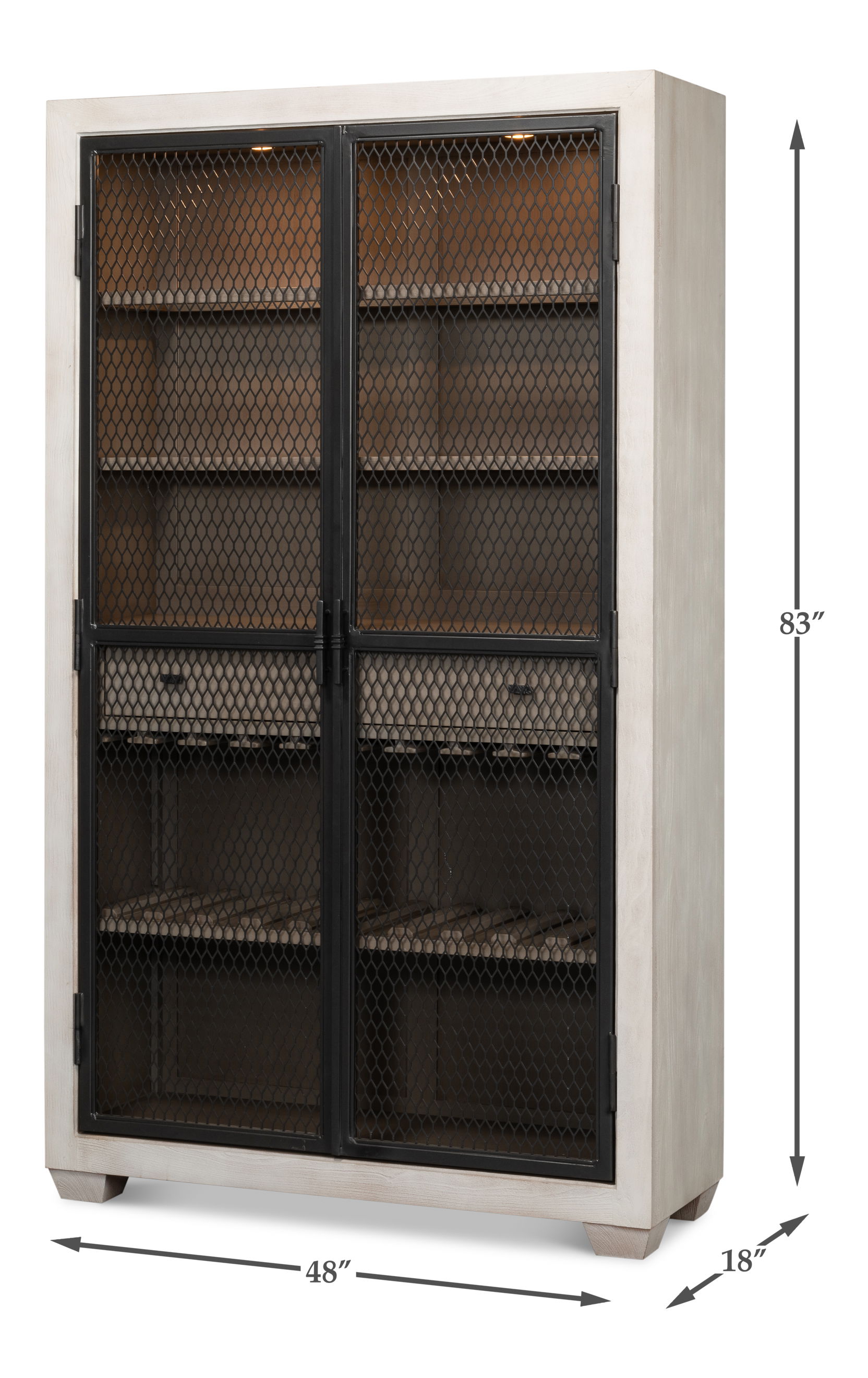 Vineyards Bar Cabinet, Shelving & Bookcase by Sarreid, 48" length x 18" width x 83" height View 13