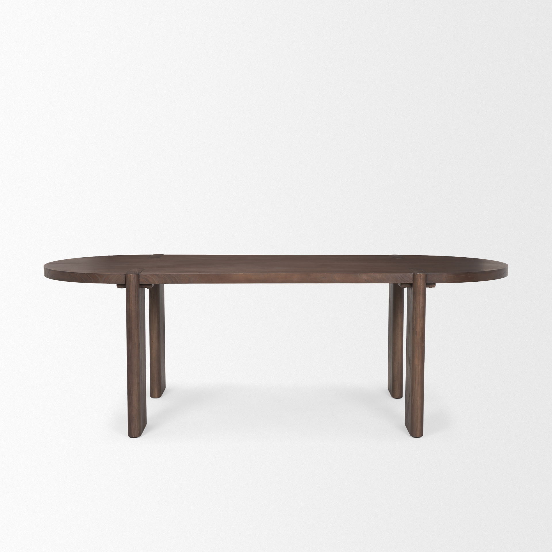 Sohan Dark Elm Wood Oval Dining Table, by Mercana, 91" length x 38" width x 30" height View 4