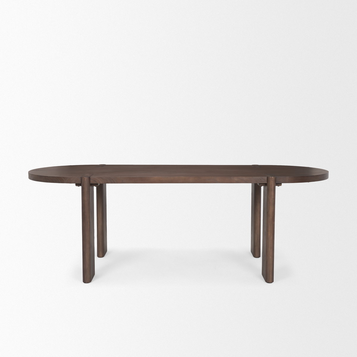 Sohan Dark Elm Wood Oval Dining Table, by Mercana, 91" length x 38" width x 30" height View 4