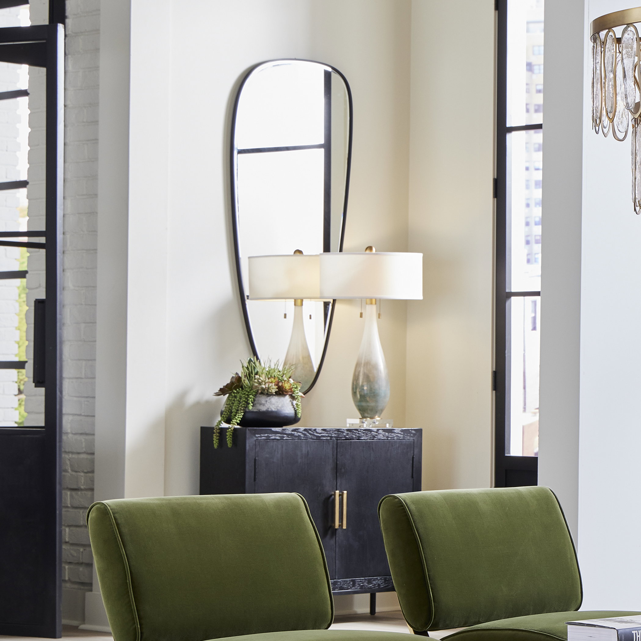 Olona Asymmetrical Modern Mirror, by Uttermost, 27" width x 60" height x 1" depth View 2