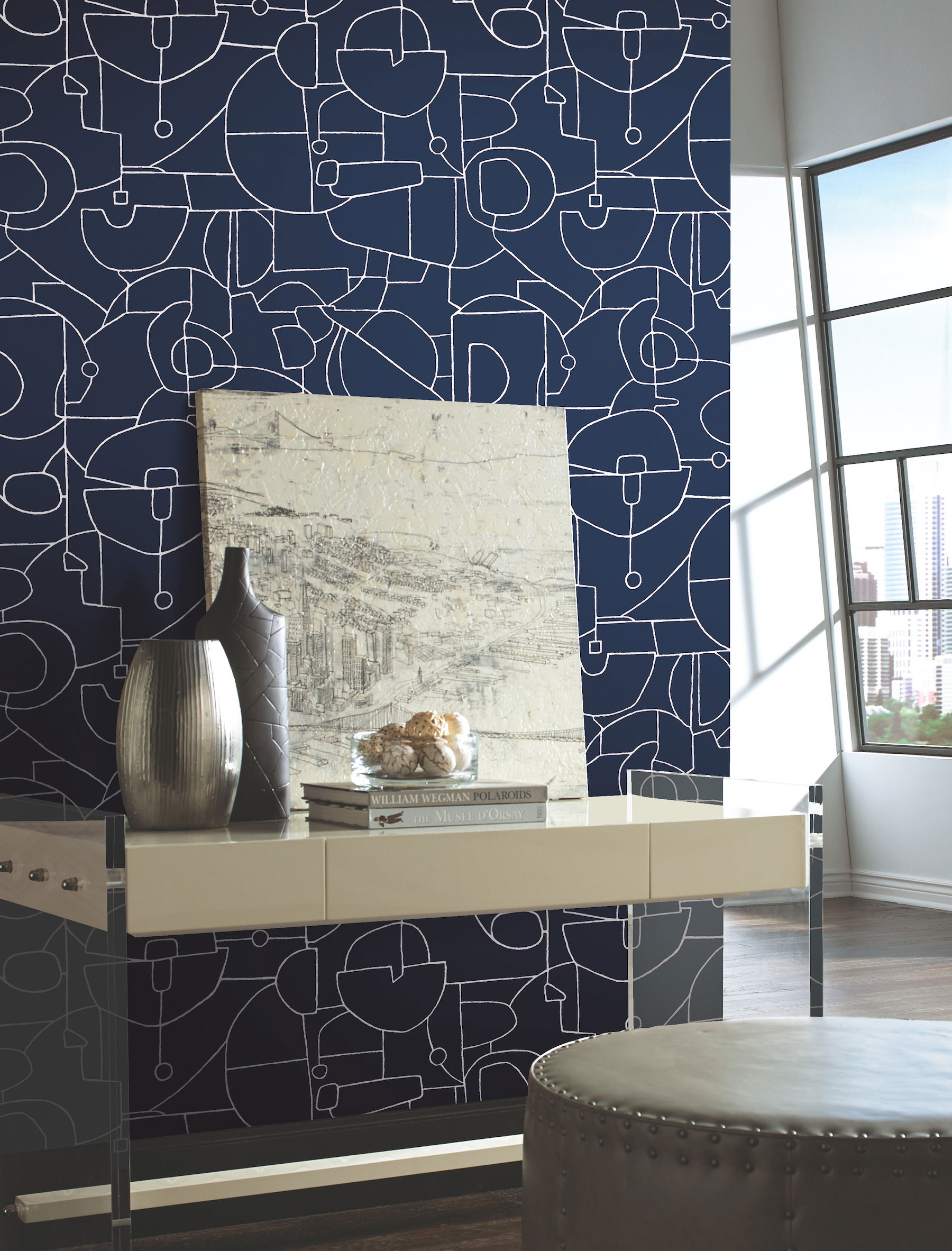 Robotics Navy Peel & Stick Wallpaper, by York Wall, 20' length x 2'3" width x 0.02" depth View 2