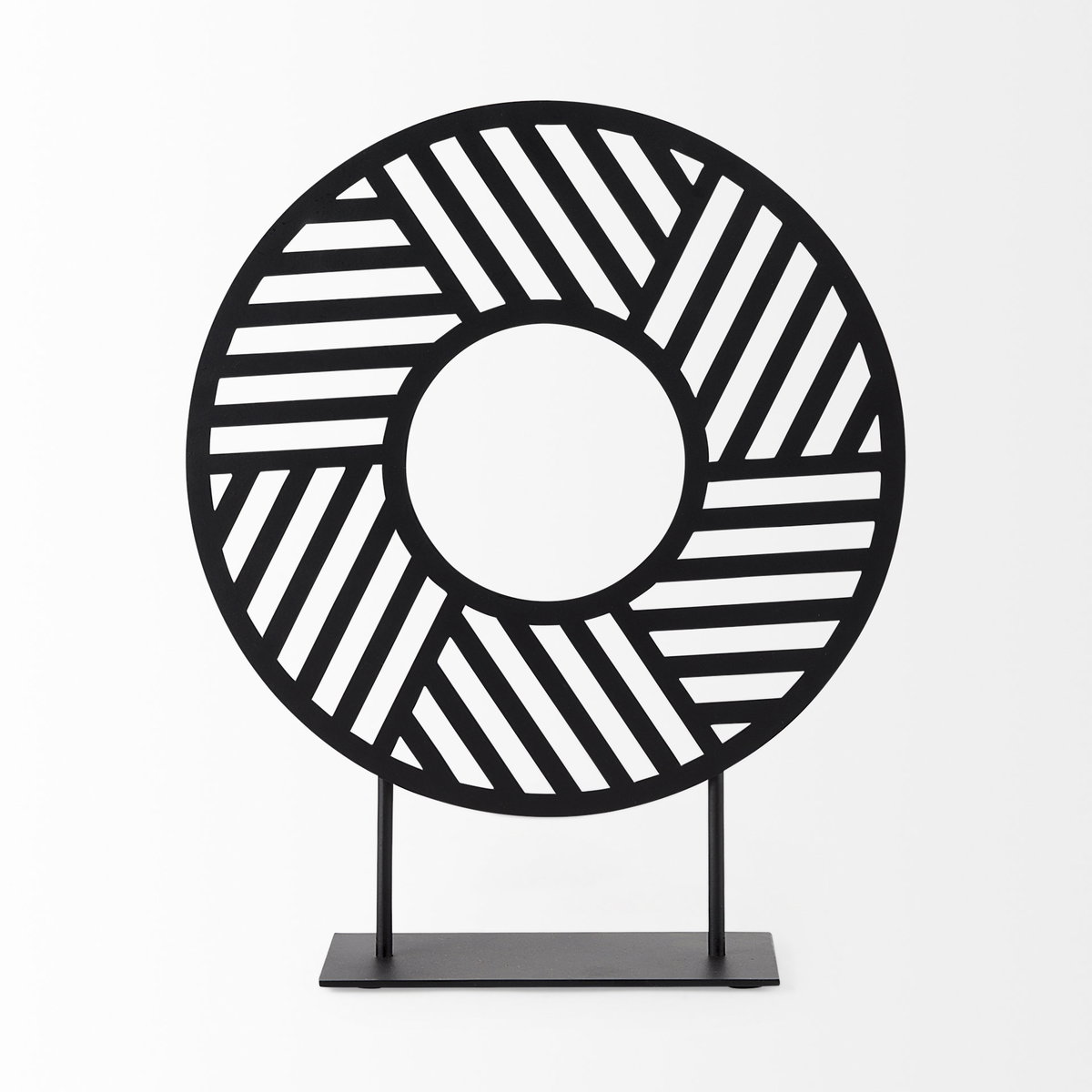 Micra  Matte Black Metal Decorative Object on a Stand, by Mercana, 11.02" length x 2.99" width x 13.39" height View 6