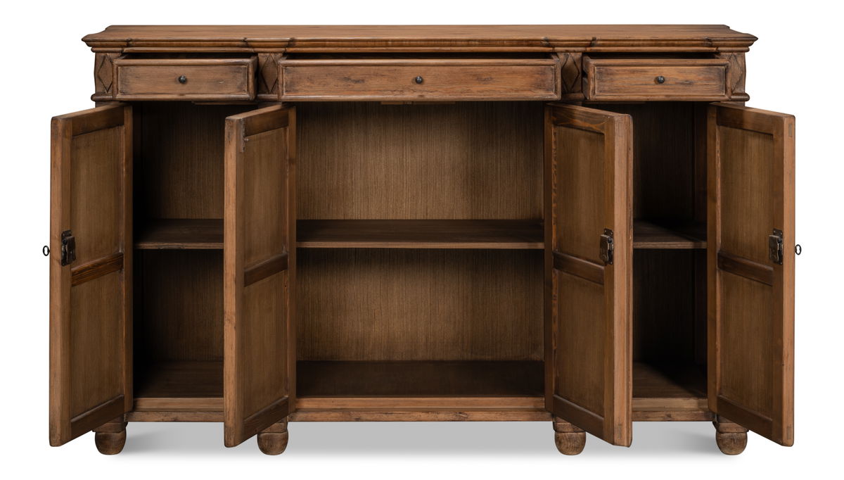 Diamond Wall Sideboard  Brown, by Sarreid, 1'6" length x 5'5" width x 3'5" height View 9
