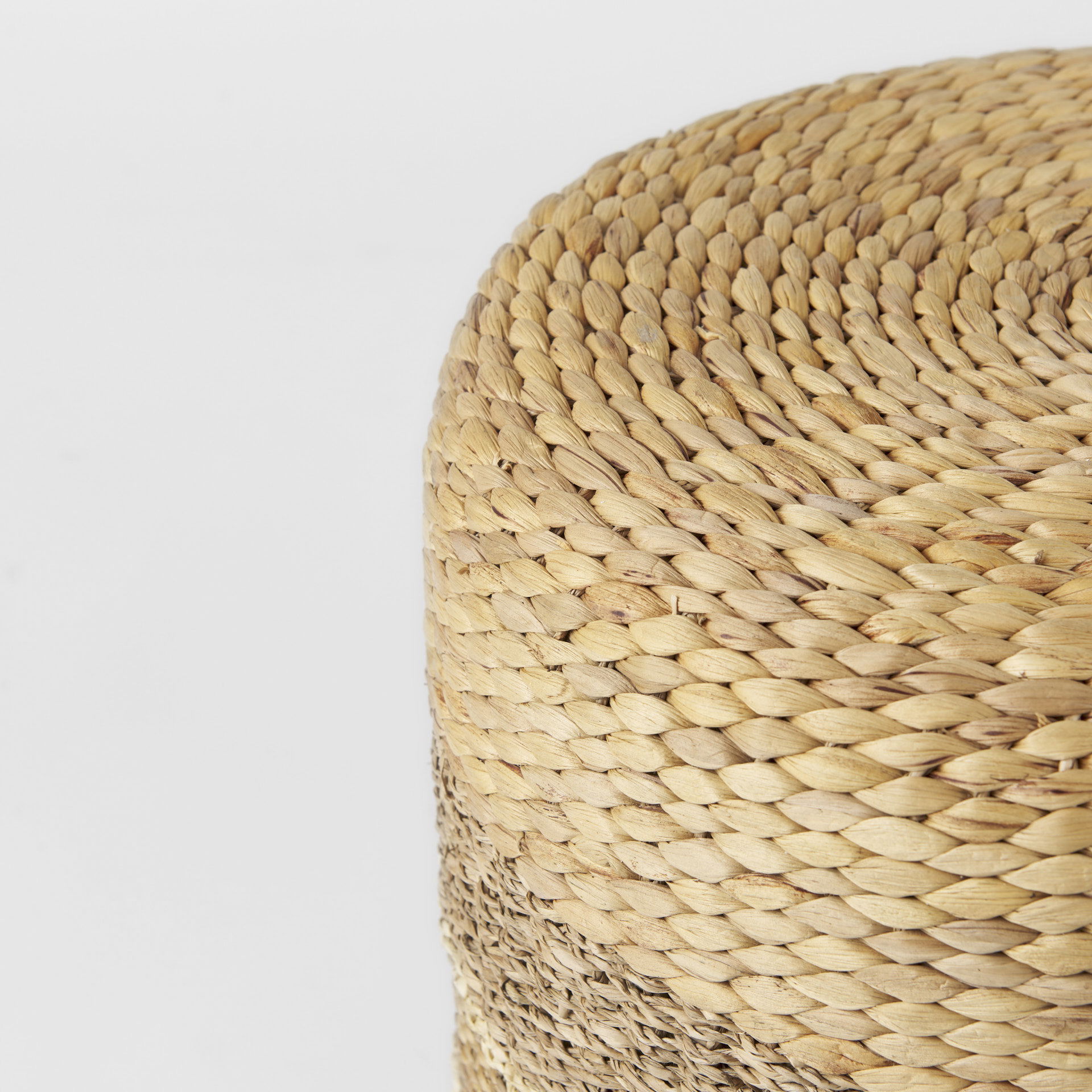 Maya  Light Brown with Medium Brown Stripes Seagrass Round Pouf large image 