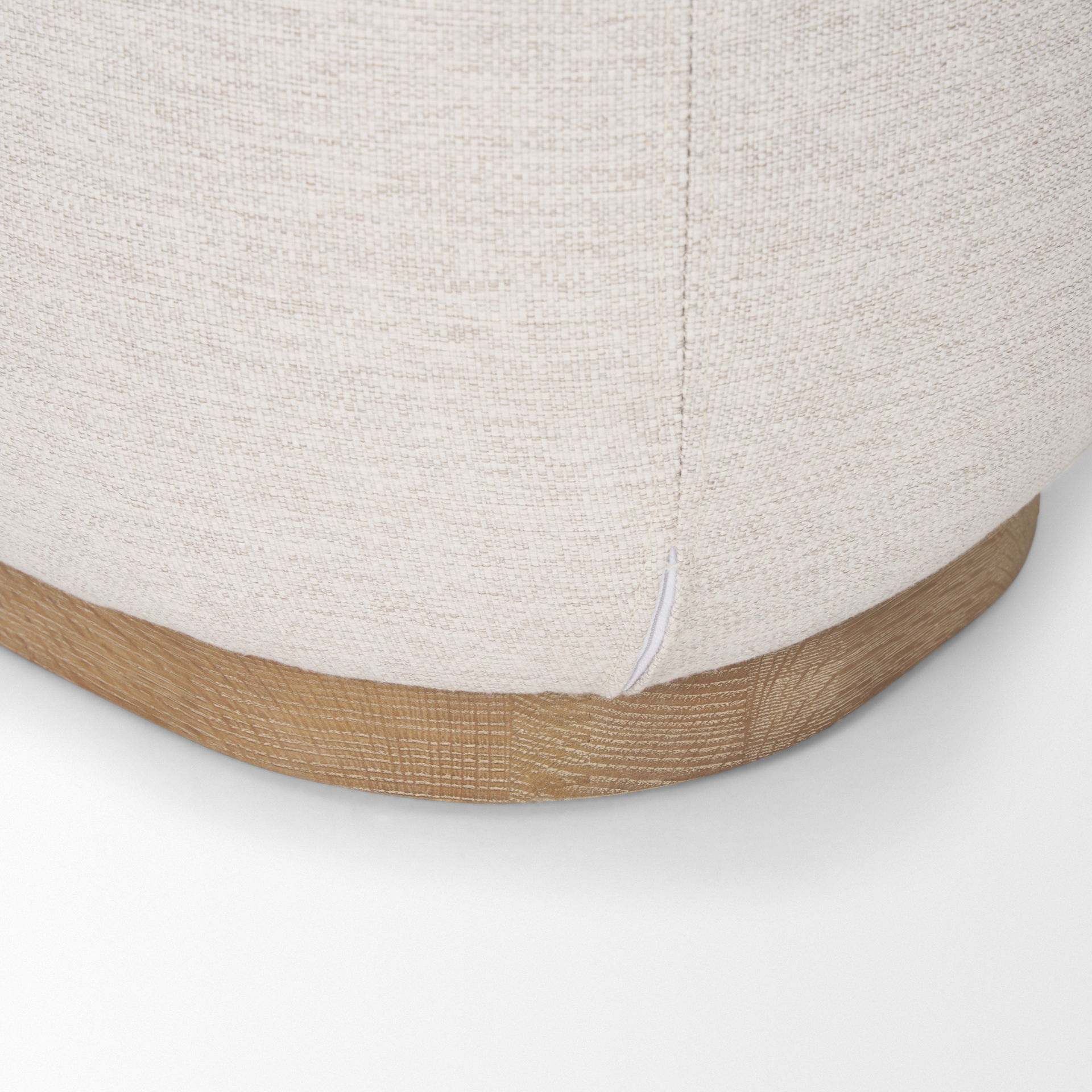 Siren Cream Fabric with Light Brown Wood Round Accent Stool large image 