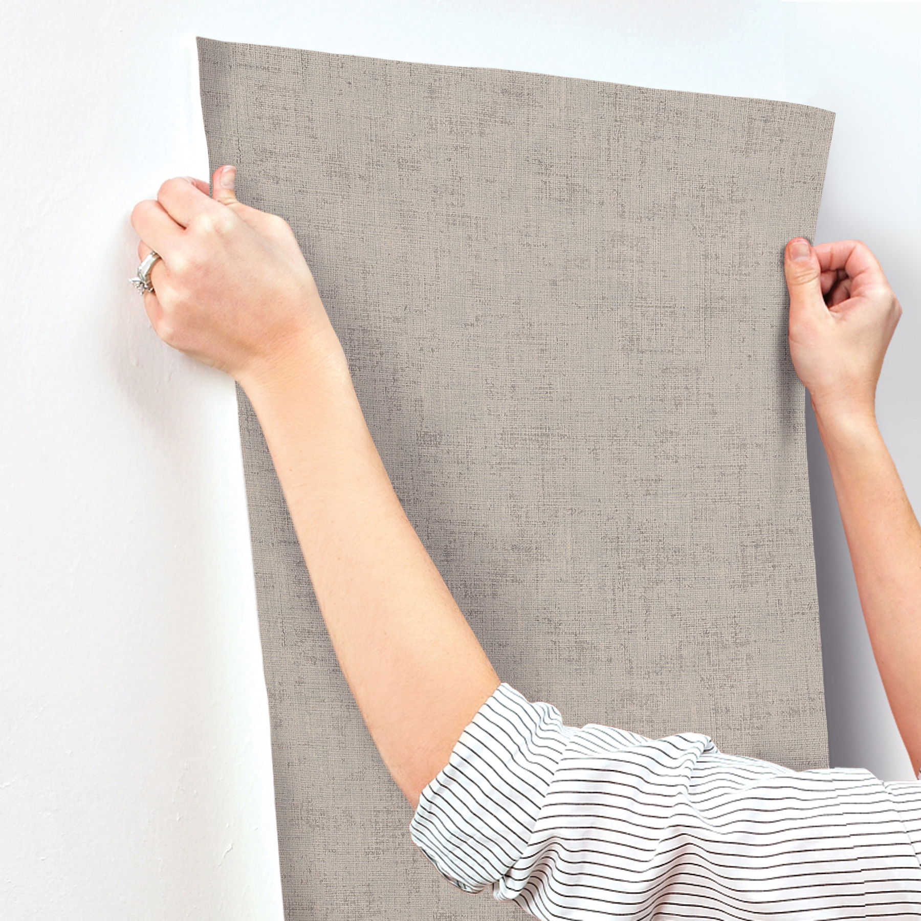 Alma Grey Faux Weave Wallpaper large image 