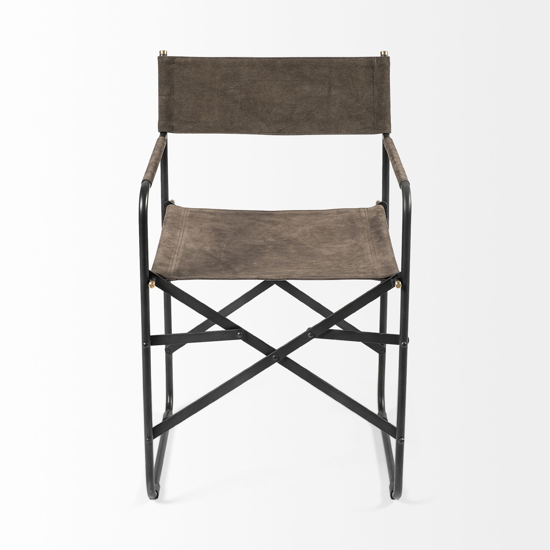 Direttore 19.25L x 20W x 31H  Brown/Gray Suede with Metal Frame Dining Chair large image 
