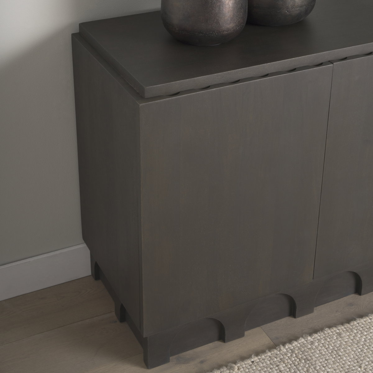 Wagner Dark Brown Wood with Arched Design Accent Cabinet, Cabinets & Chest by Mercana, 40" length x 18" width x 32" height View 3