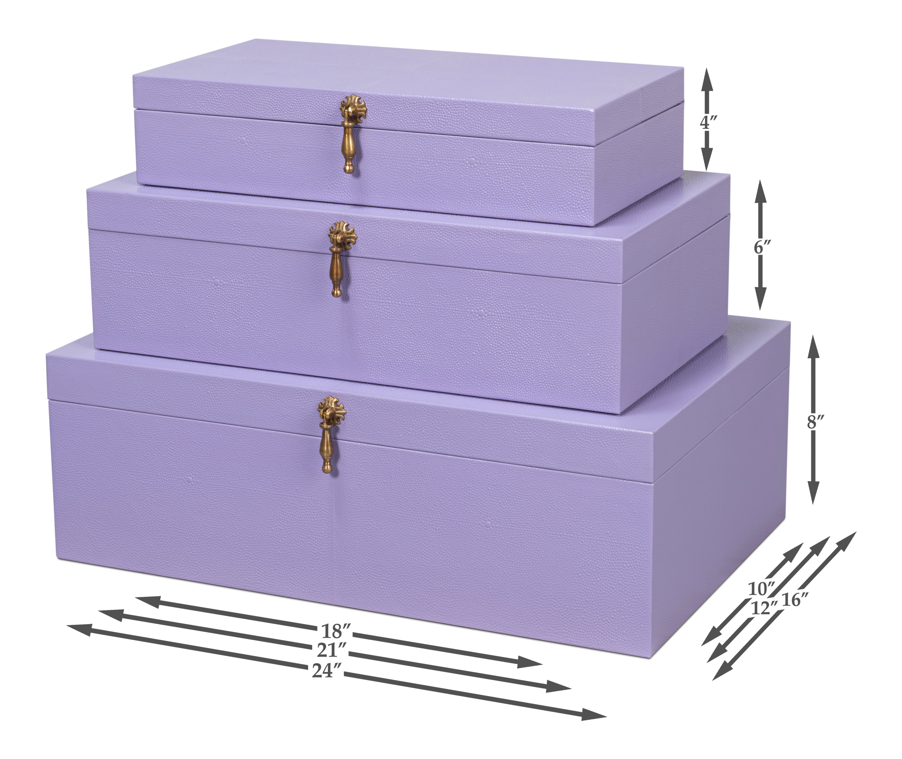 Cosmos Nesting Boxes,S/3,Lilac, Decor by Sarreid, 24" length x 16" width x 8" height View 13