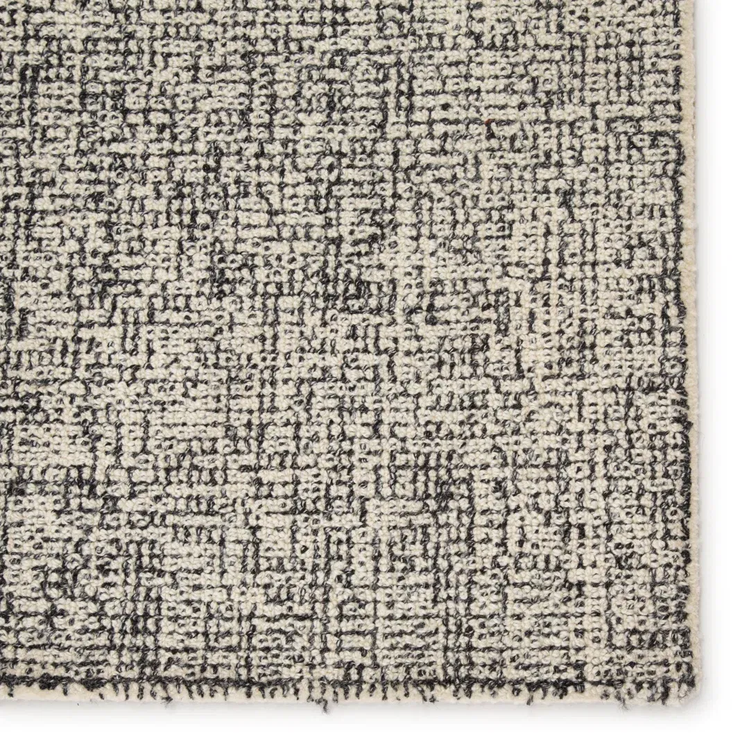Oland Handmade Solid Cream/ Black Area Rug large image 